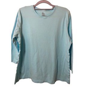 Kim Rogers Perfectly Soft 100% Cotton‎ Layering tshirt 3/4th sleeves Sz L-Flawed